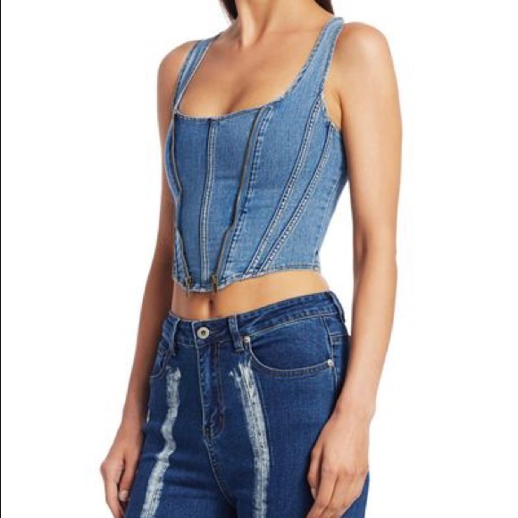 I AM GIA Denim Corset Top with Zipper Detail - Picture 3 of 5